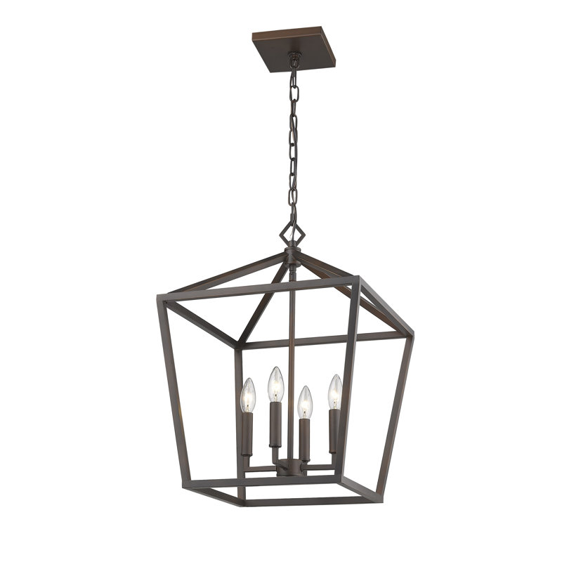 Lustre géométrique à 4 lumières Poisson, Bronze, H 22,5 po x l 16 po x P 16 po