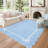 9x12 Scalloped Area Rug Living Room Washable Rugs, Large Modern Bow Bordered Neutral Rug with Low Pile & Non Slip TPR Backing, Stain Resistant Indoor Carpet for Bedroom Nursery Playroom, Blue-717813408