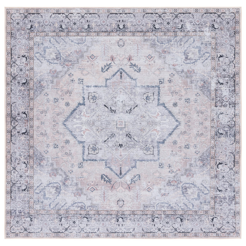 Pashen Performance Machine Washable Oriental Rug, Square 6'