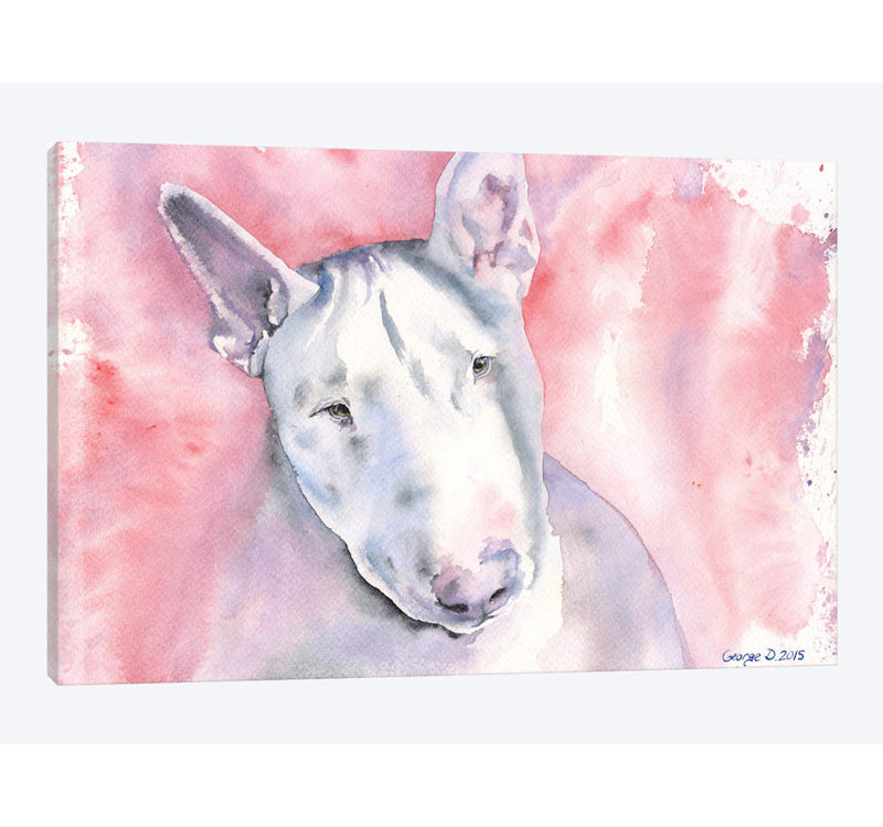 «Bull Terrier», reproduction sur toile, H 18 po x l 26 po x P 1,5 po, Toile tendue, Pas de tapis