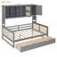 Lit de jour en bois double avec 2 tiroirs, armoire et tablette tout-en-un, gris