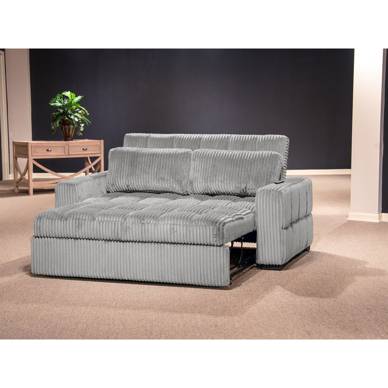 Grand canapé-lit inclinable manuel en tissu gris Keystone, Gris