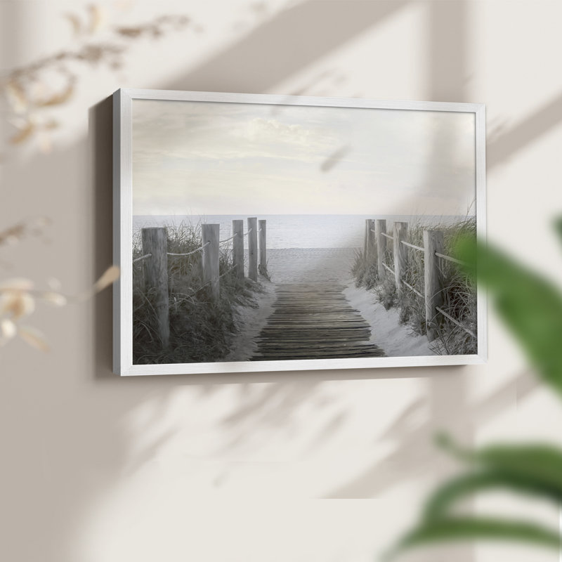 Beach Walkway -Framed Print - Restickable, 16" H x 20" W, White