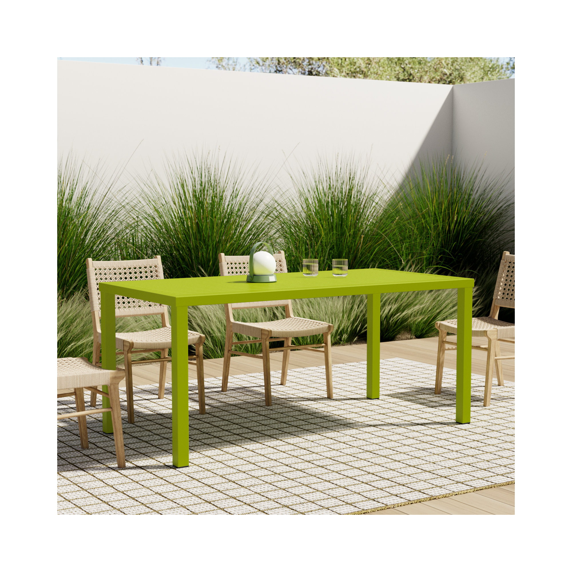 Ottie 71'' Aluminum Outdoor Dining Table, Green