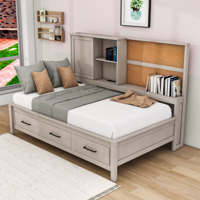 Akay Twin Size Daybed with Storage Shelves and Drawers