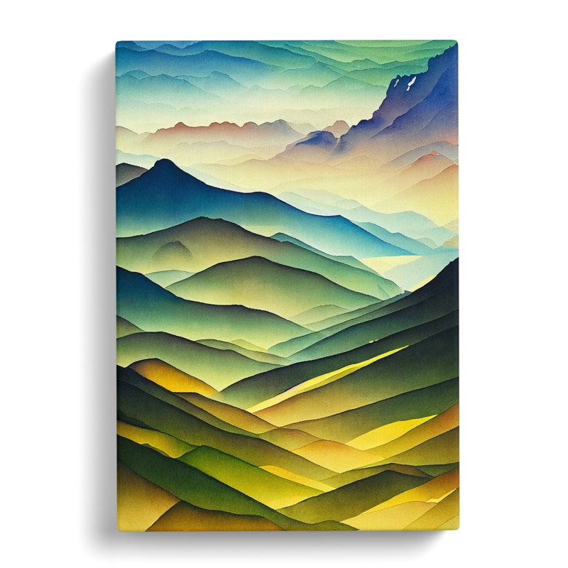 Watercolour Meadow Landscape No.2 - Wrapped Canvas, 50cm H x 35cm W x 3cm D