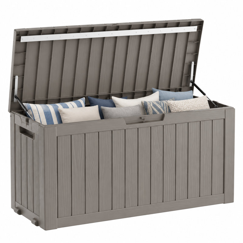 Emperic Design 44.31'' W 80 Gallons Water Resistant Resin Lockable Deck Box in Brown