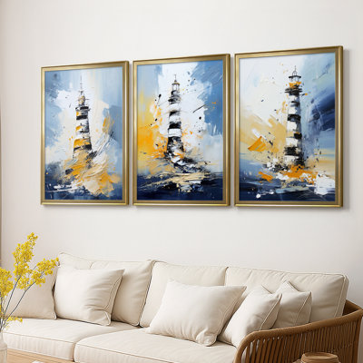 NAUTICAL Series DXX  -Custom Framed  Wrapped Gallery Canvas - 3 Pieces