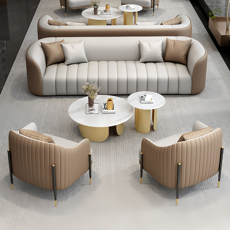 Modern Simple Sofa Coffee Table Combination, Dark Coffee/Griege