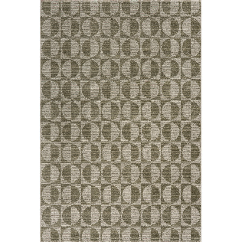  Rosabel Mid Century Geometric Area Rug, Rectangle 4' x 6', Green