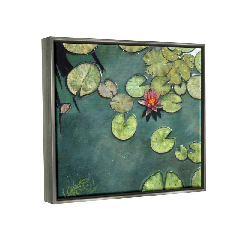 «Pond Lily Lotus Blossom Floating Peaceful Botanicals» par David Stribble - peinture à cadre flottant sur toile