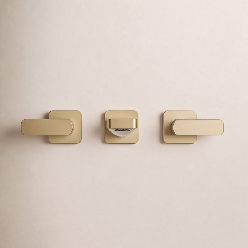 Parallel Wall Mount Bath Filler Trim, Vibrant Brushed Moderne Brass