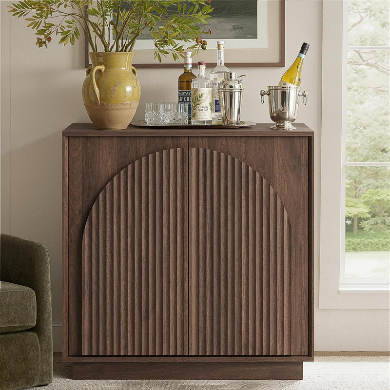 Fluted Sideboard Buffet Cabinet – Walnut