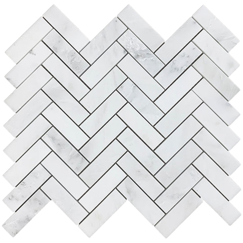 Marbre Alba 3 x 12 blanc, 1x3 Herringbone
