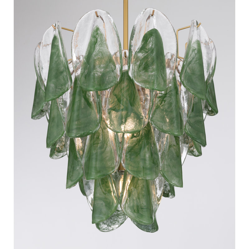 Luminaire suspendu 5 lumières Verla Crest, Transparent / vert