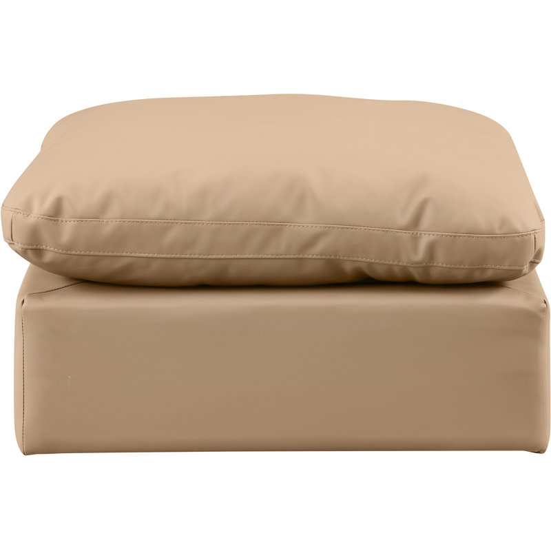 Itala Upholstered Ottoman, Tan Vegan Leather