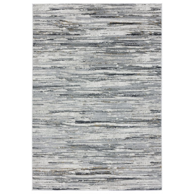 Tapis gris à rayures