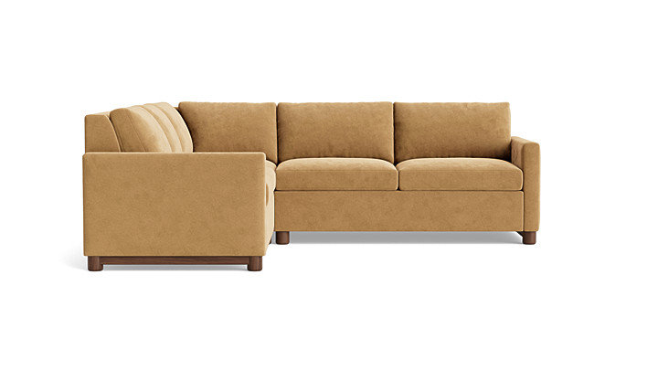 Reve Sleeper Sectional (112" x 95"), Corner On Left, Performance Velvet - Nutmeg
