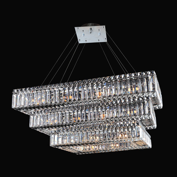 Baguette 43 Inch Rectangular 3 Tier Pendant