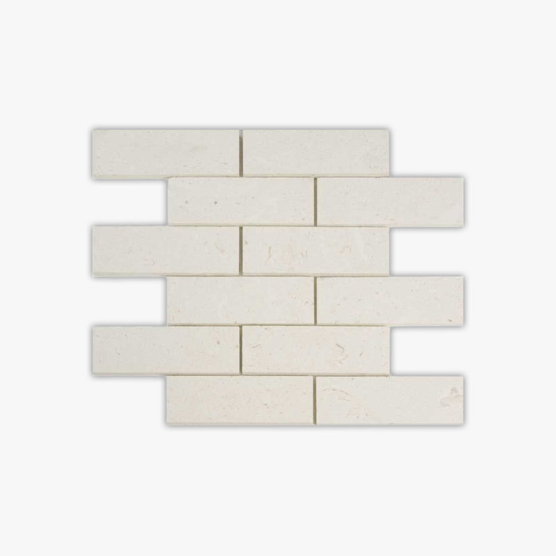 Symra Shell Honed 2x6 Brick Limestone Mosaic