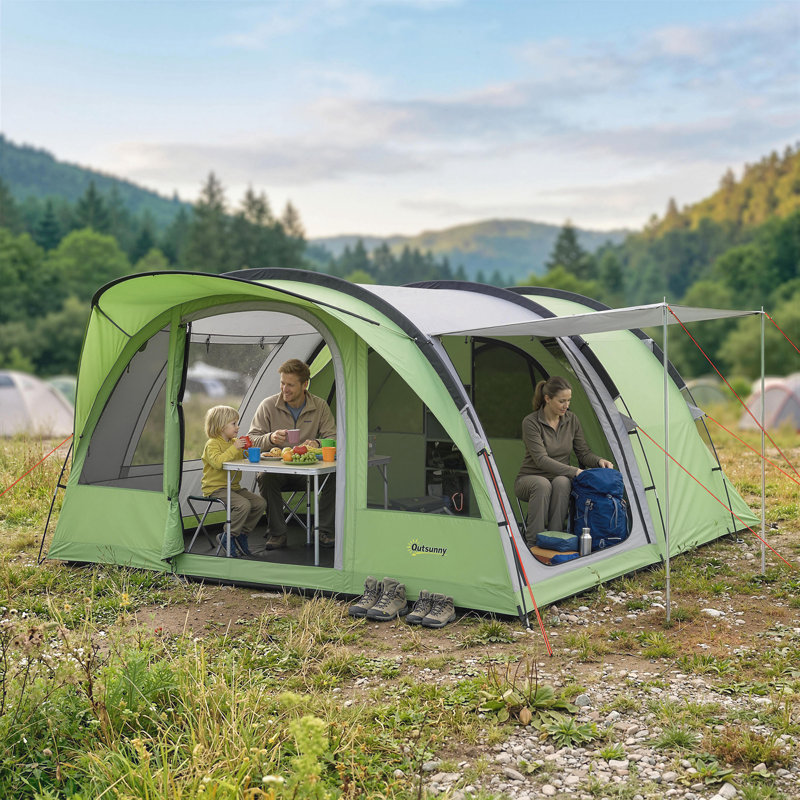 4 Person Tent, Green/Grey