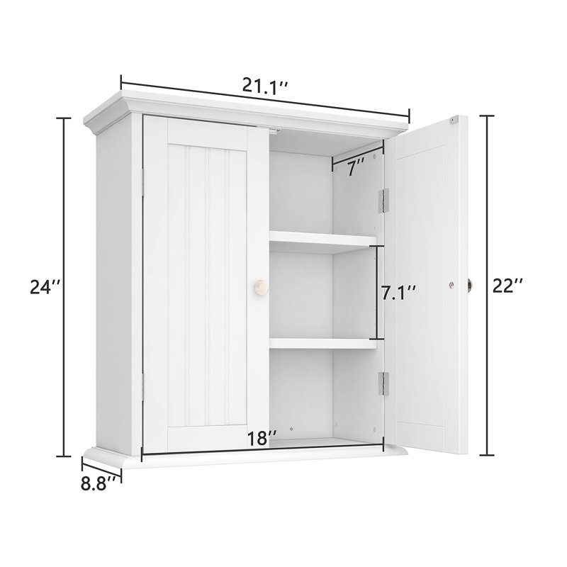 Double Door Bathroom Storage Cabinet, White