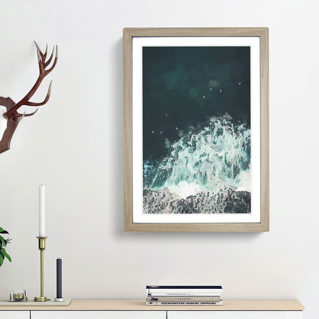 Surfers Waiting for Waves in Bali in Abstract - Picture Frame Graphic Art Print