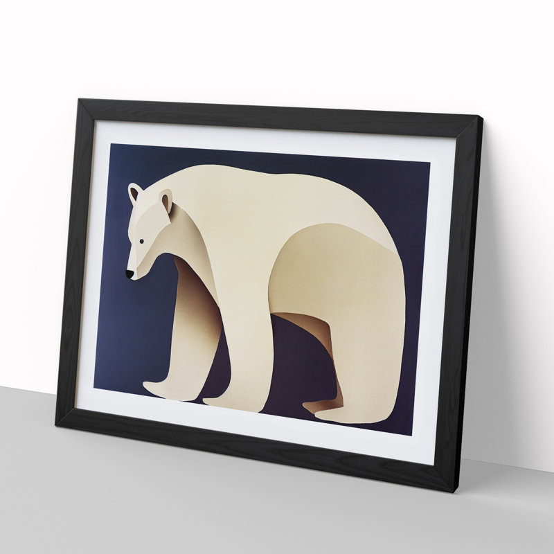 Bright Abstract Polar Bear - Single Picture Frame Print, 25cm H x 34cm W x 2cm D, Black Framed