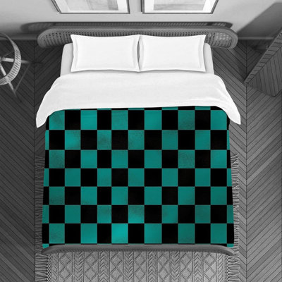  Housse de couette en tartan à carreaux noir