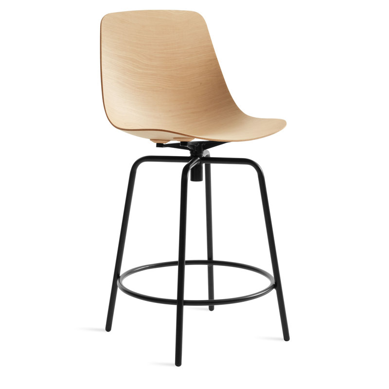 Clean Cut Swivel Stool with Metal Frame, White Oak, Counter Stool (24" Seat Height)