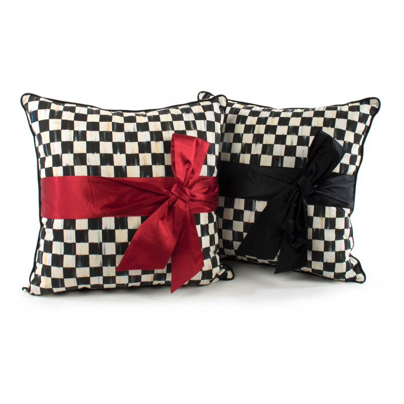 Black and White Checkered Square Kids Decorative Pillow