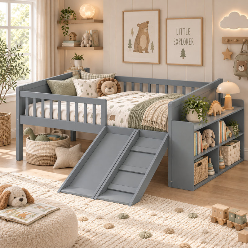 Mason Solid Wood Loft Bed, Twin, Grey