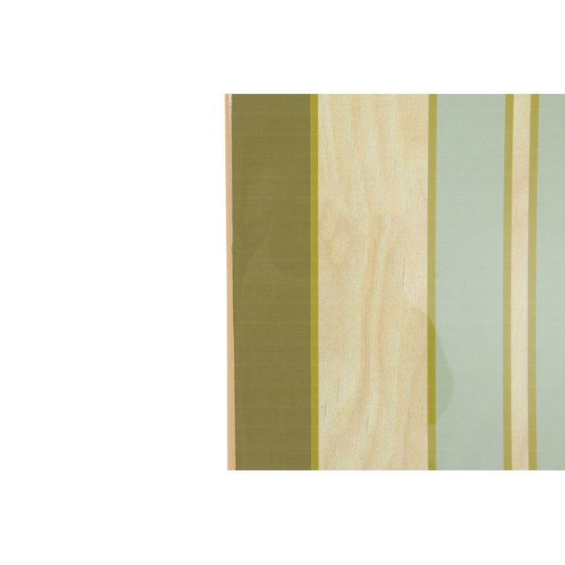 Lacquered Wood Surfboard Wall Decor with Stripes, Green