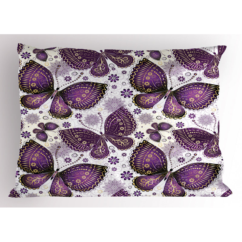 Flowers Polyester Floral Sham Set, Queen