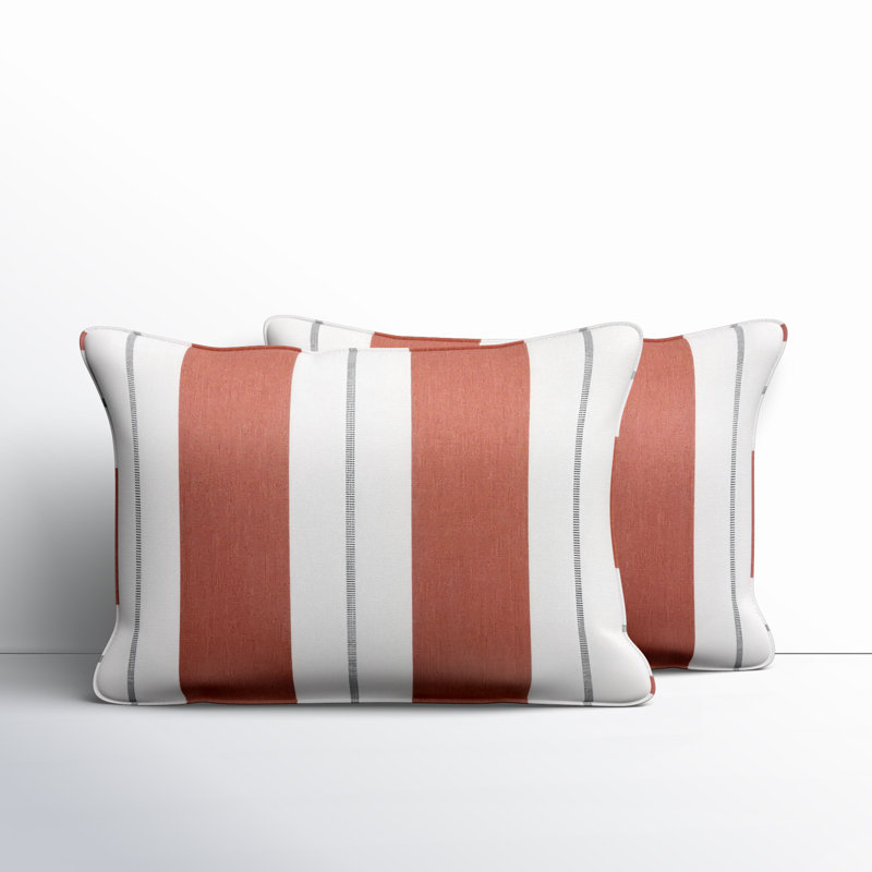 Housse de coussin rectangulaire intérieure / extérieure Deana Sunbrella®, Gris / blanc, H 13 po x l 20 po