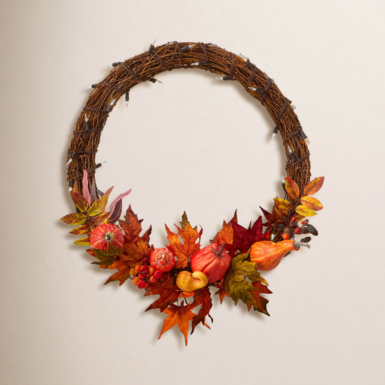 22'' Thanksgiving Lighted Polyester Wreath