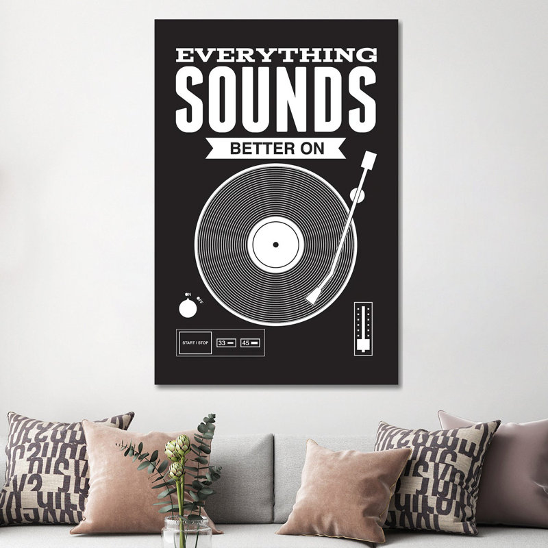 «Tout sonne mieux sur vinyle», reproduction d'impression sur toile tendue, H 40 po x l 26 po x P 1,5 po