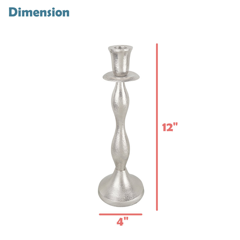 Aluminum Tabletop Candlestick, 12" H x 4" W x 4" D