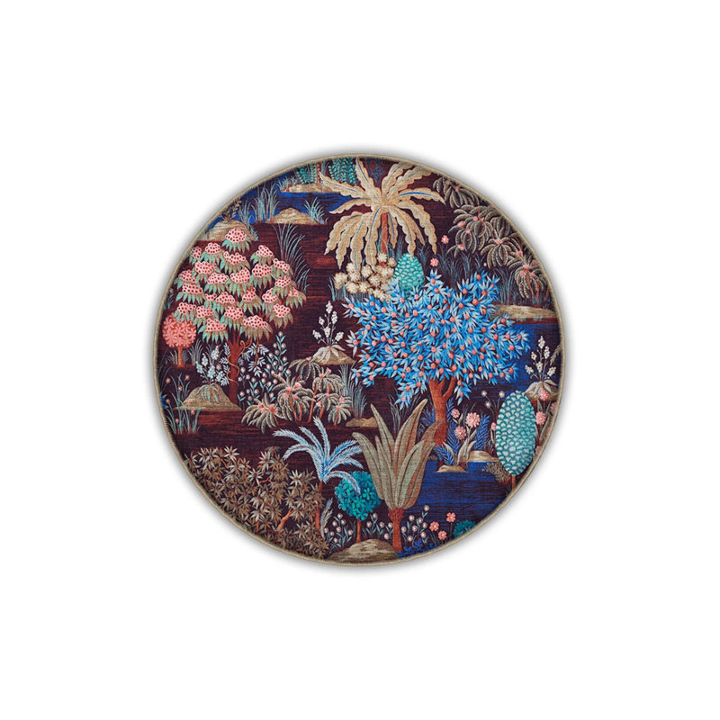 Tapestry Design Multicolored Tree And Flower Pattern Vintage Decorative Rug, Rectangle 5'2" x 7'7"