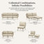 Fauteuil de patio modulaire sans accoudoirs, coussin de 10 cm, structure en acier, siège moderne