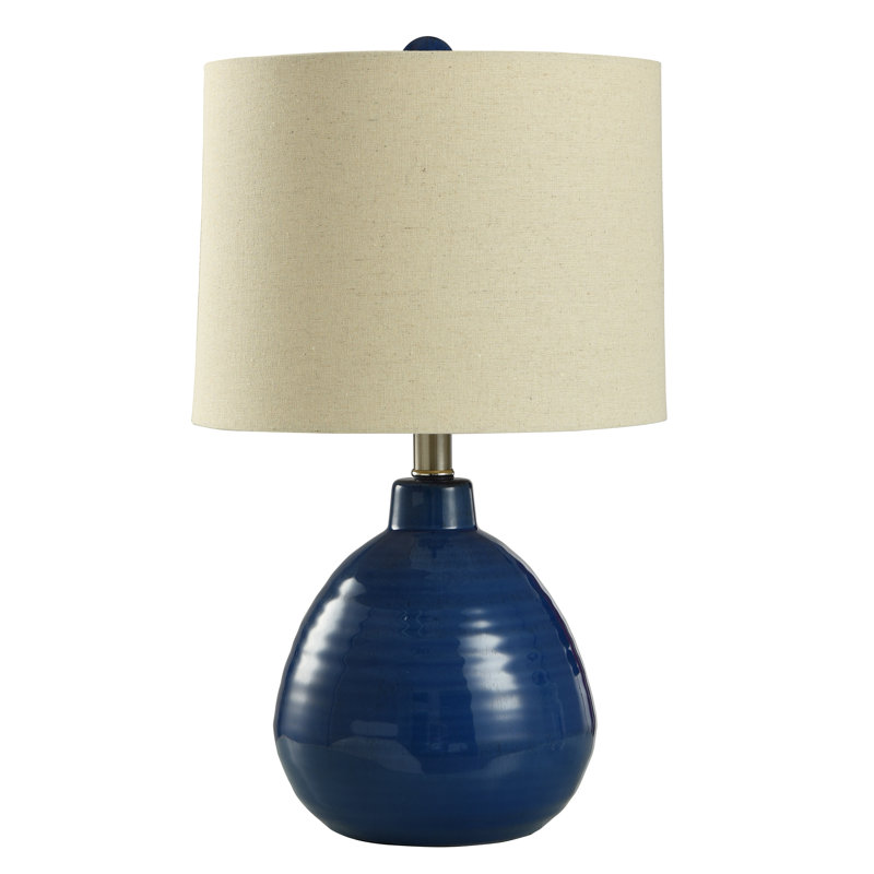 Lampe de table en céramique 21 po Alverez, Bleu marine matelot