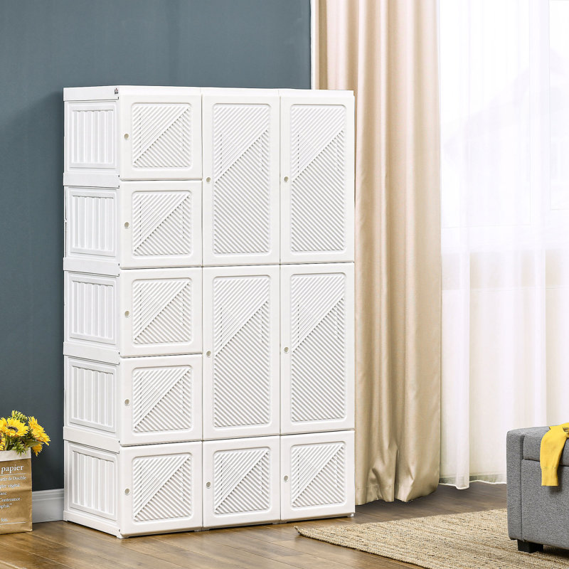 Armoire-penderie portative, armoire de chambre pliante, rangement pour vêtements avec 11 compartiments cubes