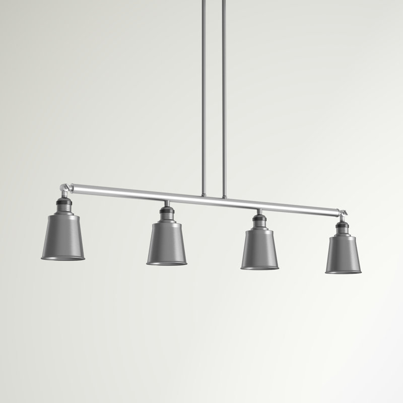 Luminaire suspendu linéaire à 4 lumières pour îlot de cuisine Lavender Hill, Nickel poli, Ampoule non incluse, Chrome poli