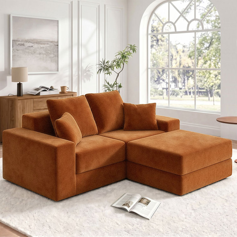 Canapé modulaire 75 po pour salon, Orange