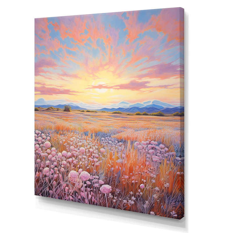 Décoration murale Kawaii Paries Landscape at Sunset II - Prairies, H 32 po x l 24 po x P 1 po, Toile tendue
