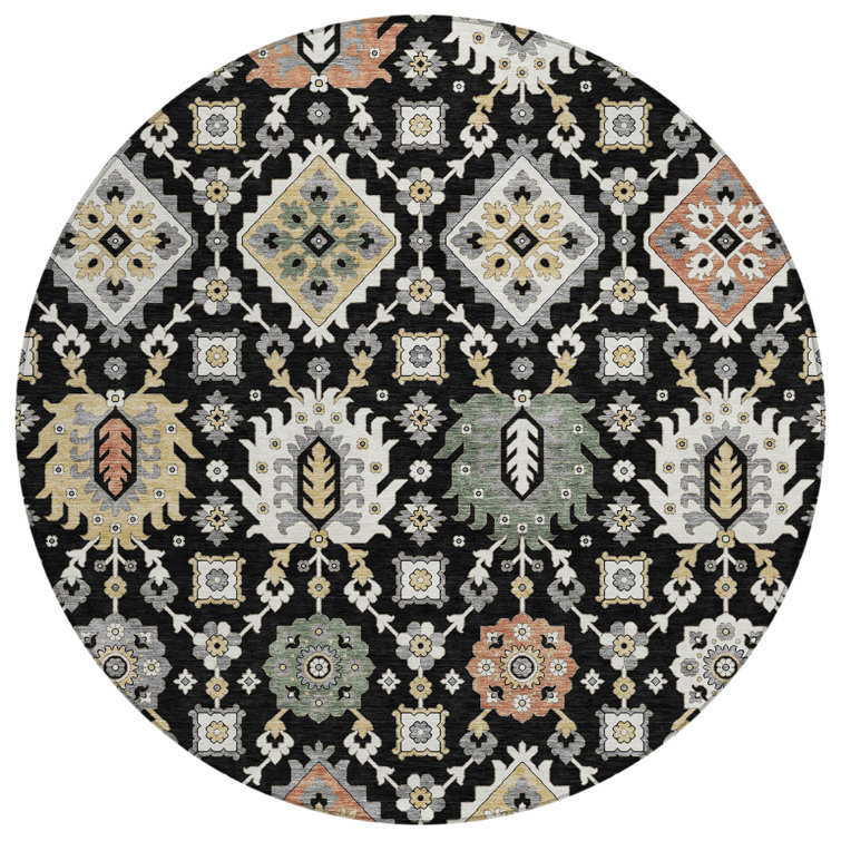 Machine Washable Indoor/Outdoor Husby ACN2200 Bohemian Rug