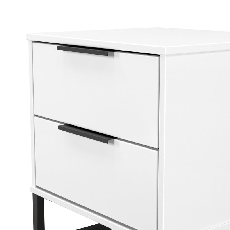 Turah 2 Drawer Bedside Cabinet (Ready Assembled), White Matt
