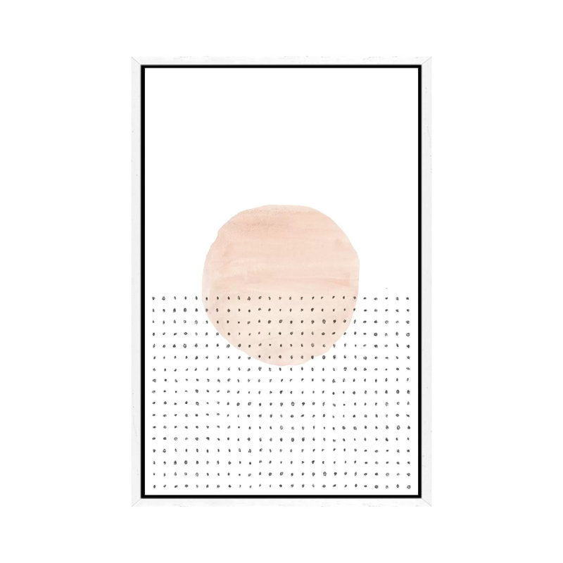 Abstract Minimalistic Sunset - Painting on Canvas, 66.04cm H x 45.72cm W x 3.81cm D, White Framed