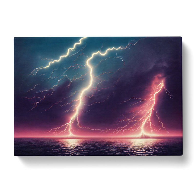 XXX-H1022-WF-1707X Brilliant Lightning Storm - Wrapped Canvas Print, 35cm H x 50cm W x 3cm D