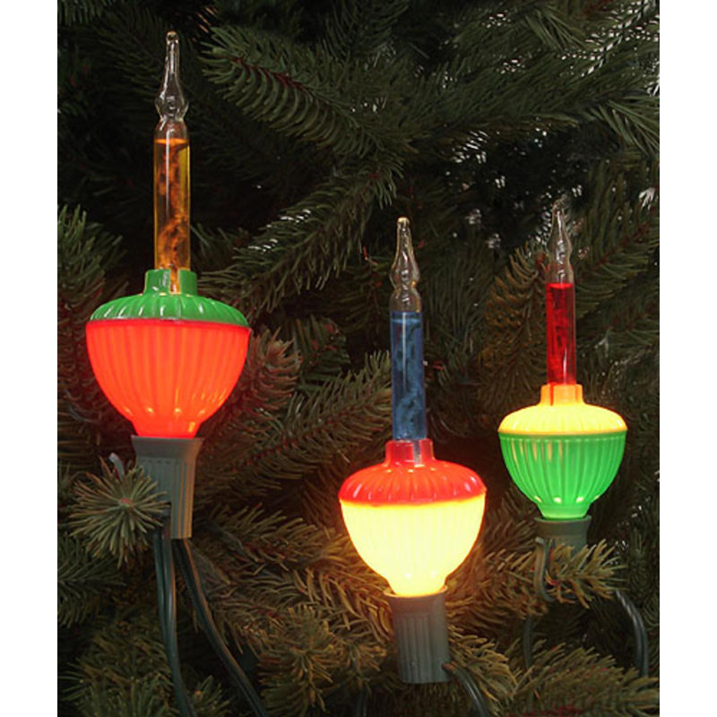 Multi Color Retro Christmas Bubble Light Set 6ft Green Wire